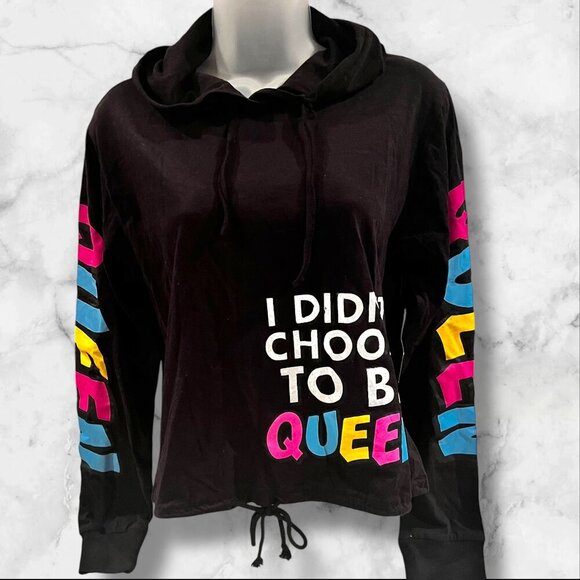 On Fire Women's Graphic Hoodie With Drawstring Hem & Colorful Lettering Print - - Picture 1 of 16